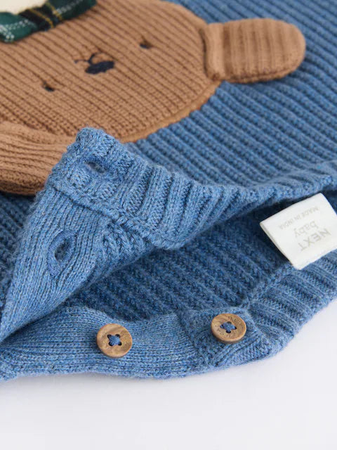 Blue Bear Baby Knitted Top and Leggings Set