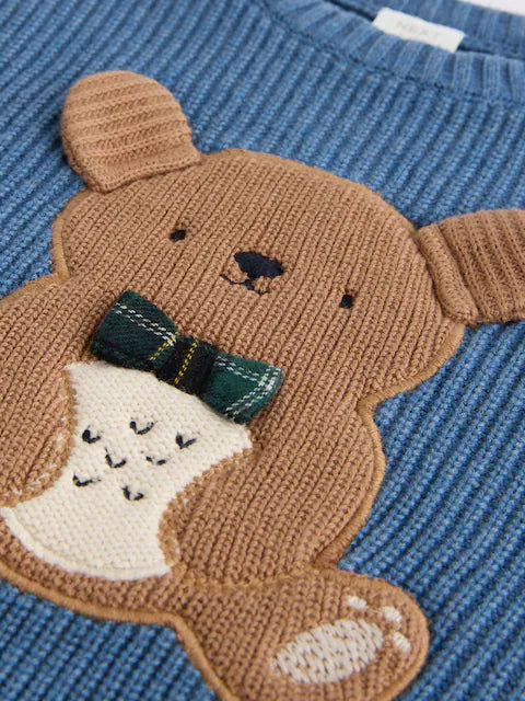 Blue Bear Baby Knitted Top and Leggings Set