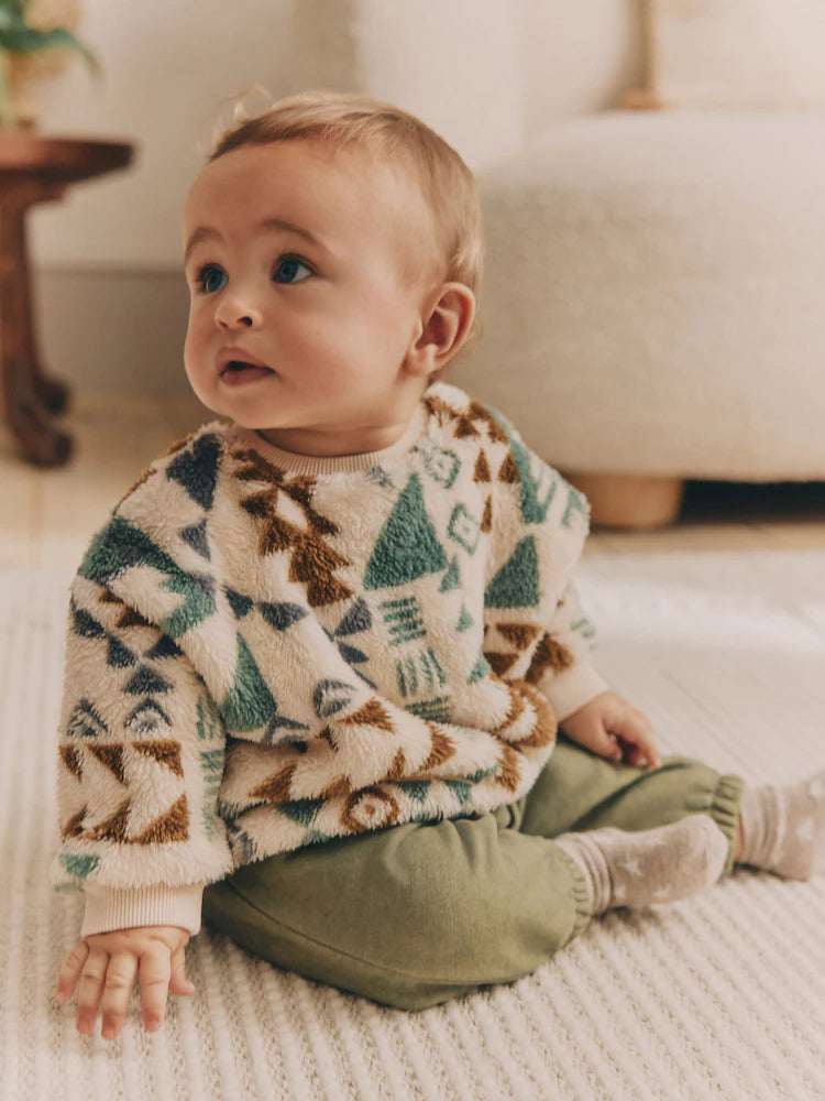 Green Aztec Fleece Top and Joggers Set
