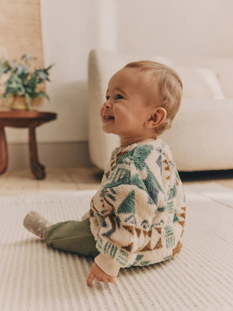 Green Aztec Fleece Top and Joggers Set