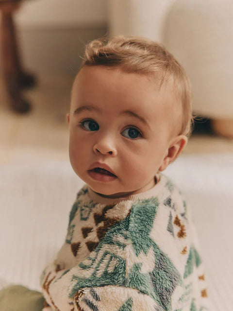 Green Aztec Fleece Top and Joggers Set