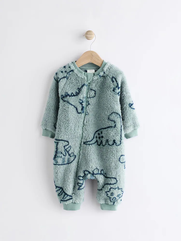 Teal Blue Character Baby Fleece Zip Sleepsuit