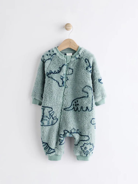 Teal Blue Character Baby Fleece Zip Sleepsuit