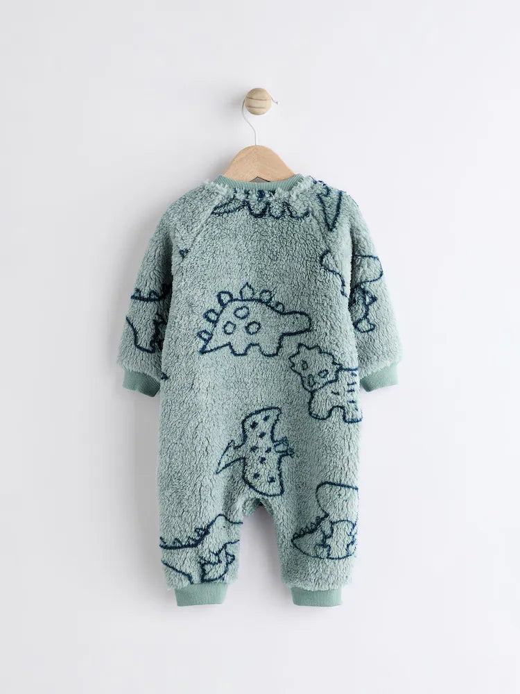 Teal Blue Character Baby Fleece Zip Sleepsuit