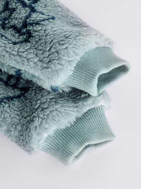 Teal Blue Character Baby Fleece Zip Sleepsuit