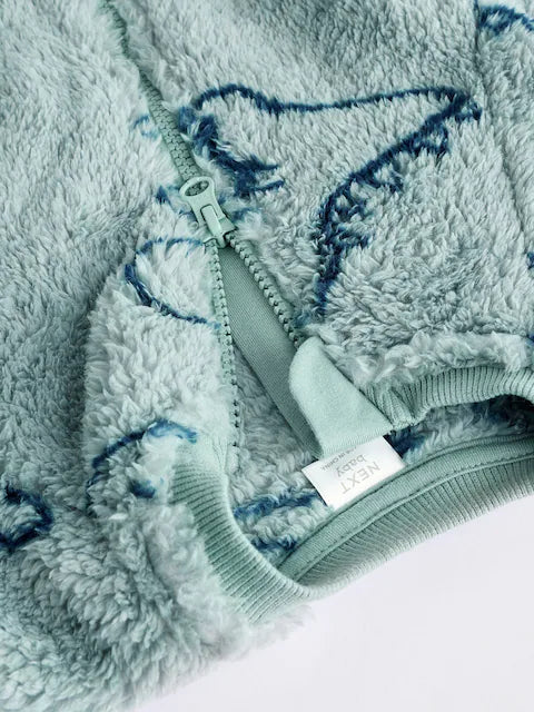 Teal Blue Character Baby Fleece Zip Sleepsuit