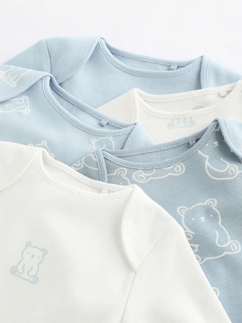 Baby Blue Long Sleeves Bodysuits 5 Pack