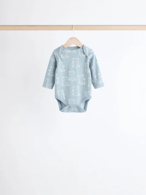 Baby Blue Long Sleeves Bodysuits 5 Pack