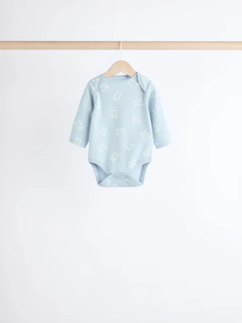 Baby Blue Long Sleeves Bodysuits 5 Pack