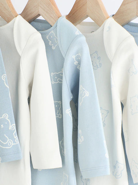 Baby Blue Long Sleeves Bodysuits 5 Pack