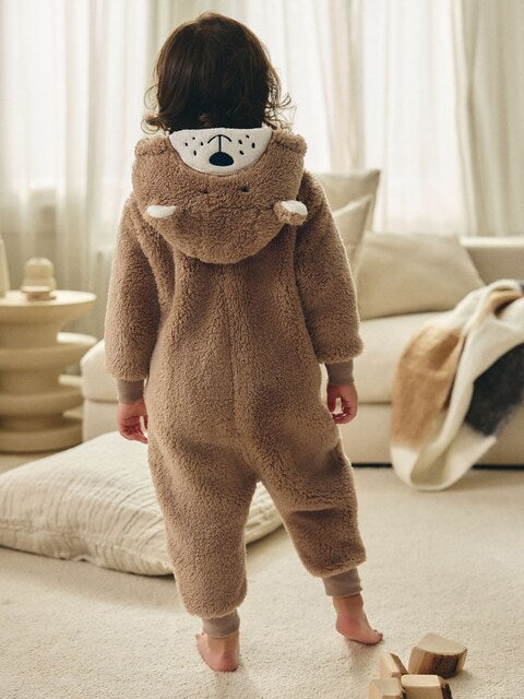 Brown/Cream Bear All-In-One Fleece