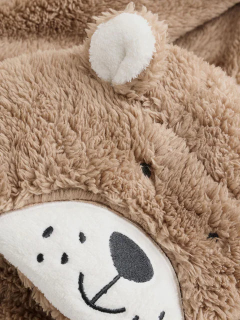Brown/Cream Bear All-In-One Fleece