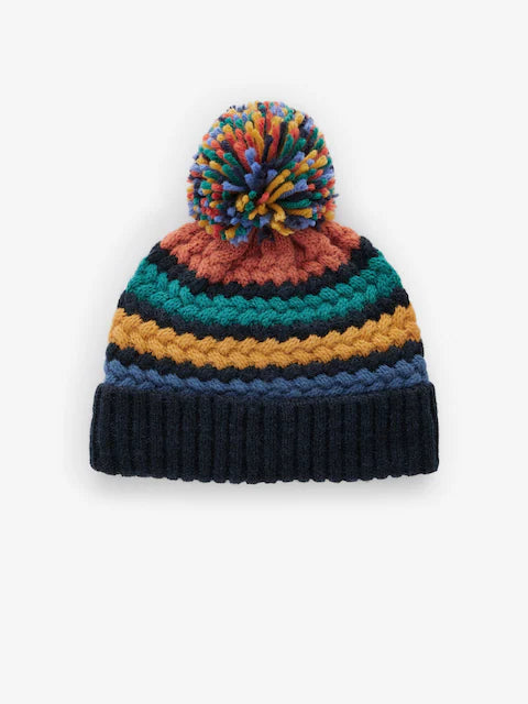 Rainbow Stripe Baby Knitted Pom Hat