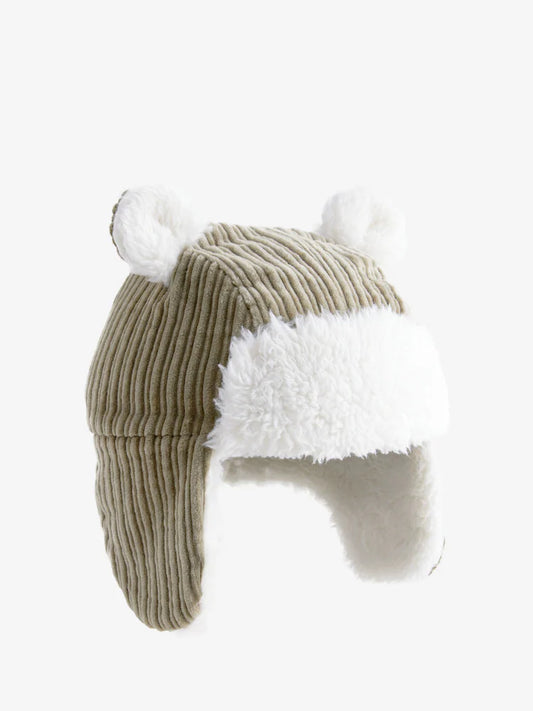 Khaki Green Corduroy Baby Trapper Hat