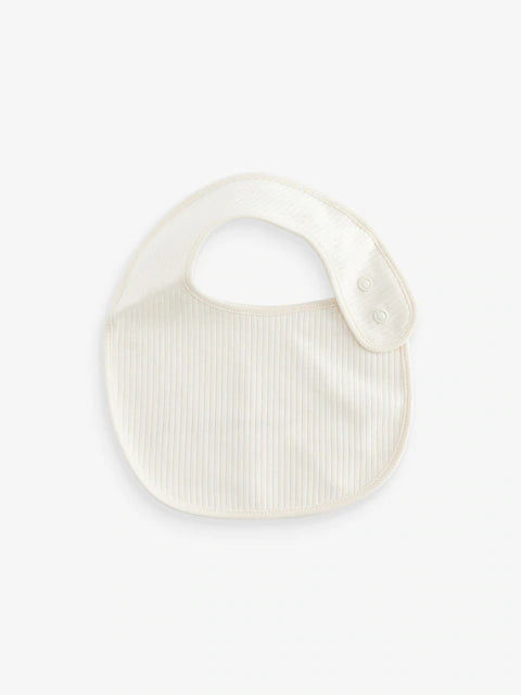 Blue/Cream Baby 100% Cotton Bibs & Caps 3 Pack