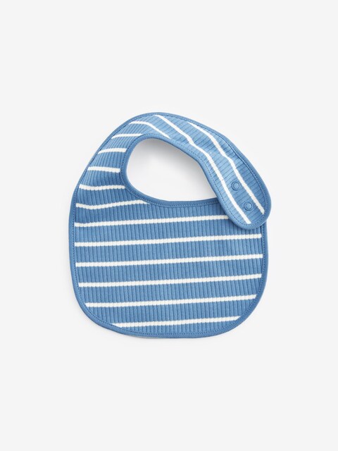 Blue/Cream Baby 100% Cotton Bibs & Caps 3 Pack