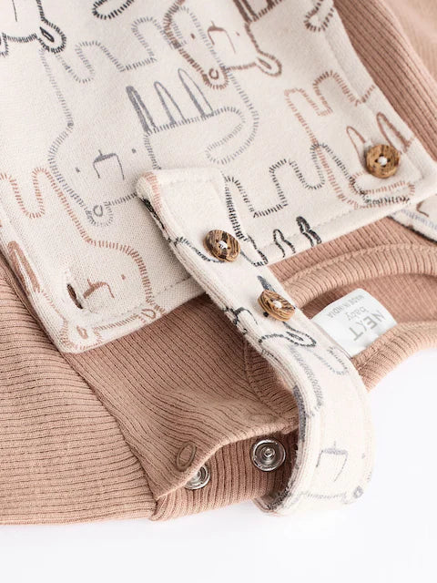 Neutral Tiger Jersey Baby Dungarees And Bodysuit Set