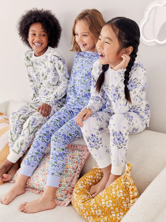 Blue/White Bluebell Floral Snuggle Pyjamas 3 Pack