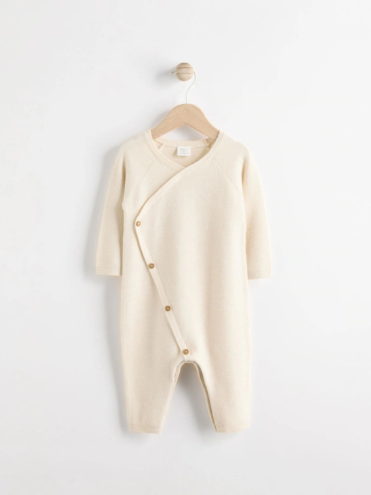 Cream Knitted Wrap Baby Romper