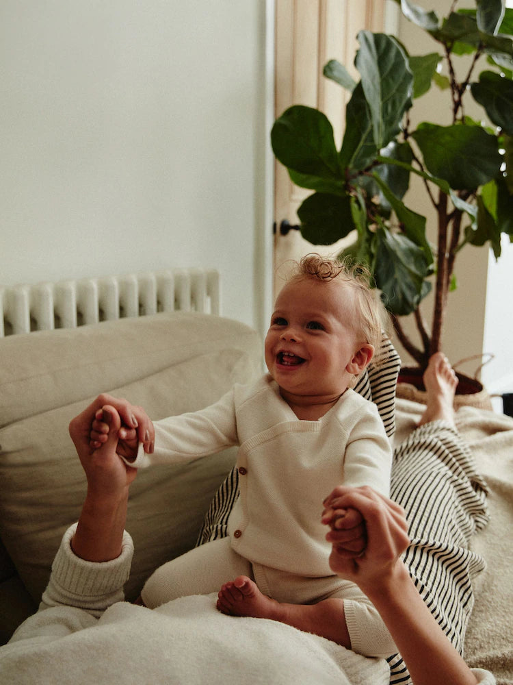 Cream Knitted Wrap Baby Romper