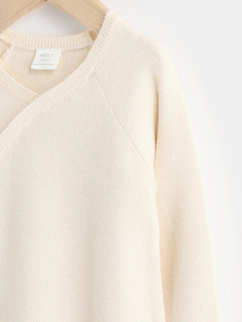 Cream Knitted Wrap Baby Romper