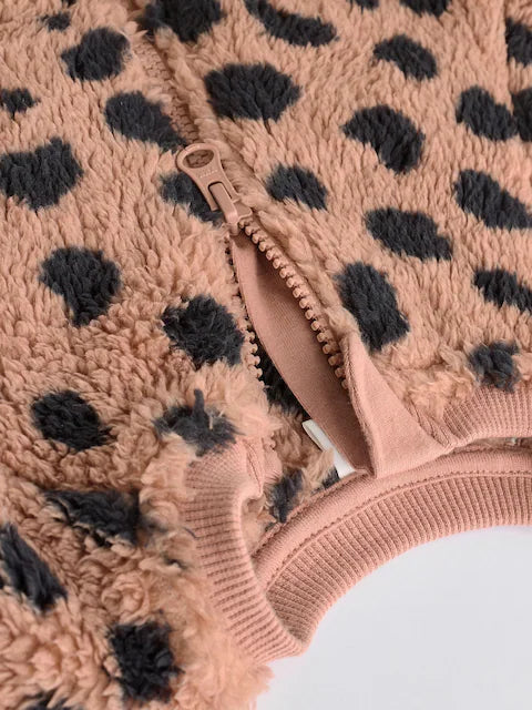 Brown Heavyweight Fleece Baby Zip Sleepsuit