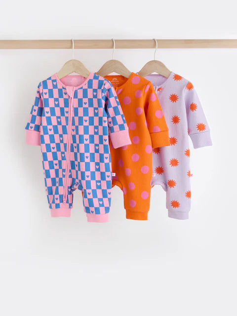 Bright  Zip Baby Footless Sleepsuit 3 Pack