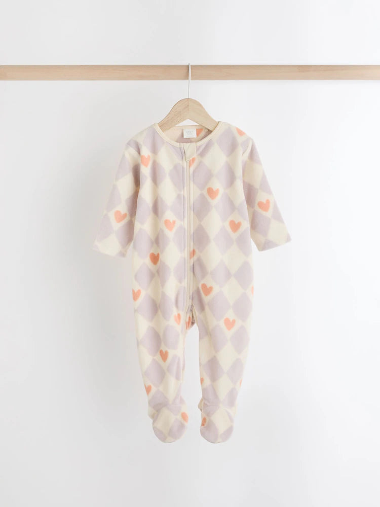 Purple Baby Microfleece Zip Sleepsuits 2 Pack