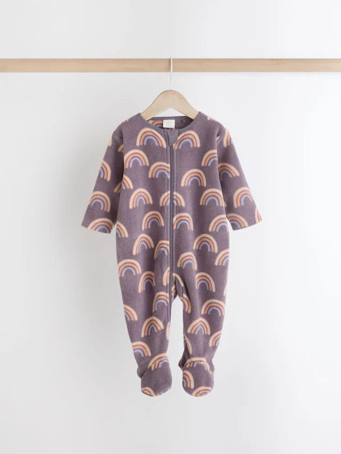 Purple Baby Microfleece Zip Sleepsuits 2 Pack