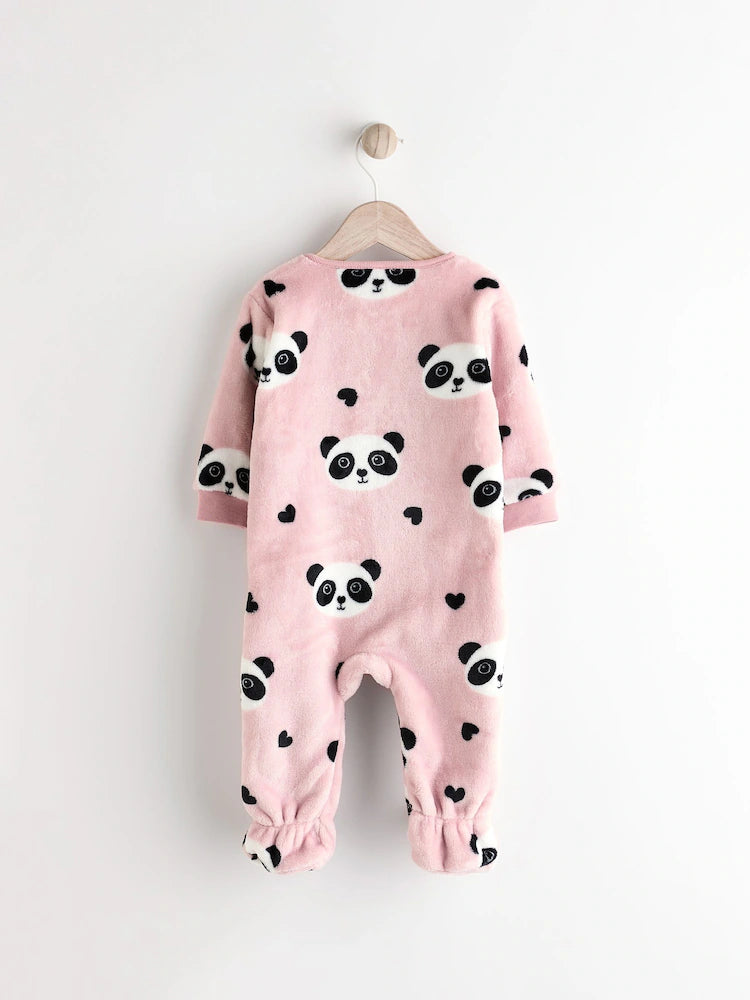 Pink panda Baby Zip Fleece Sleepsuit