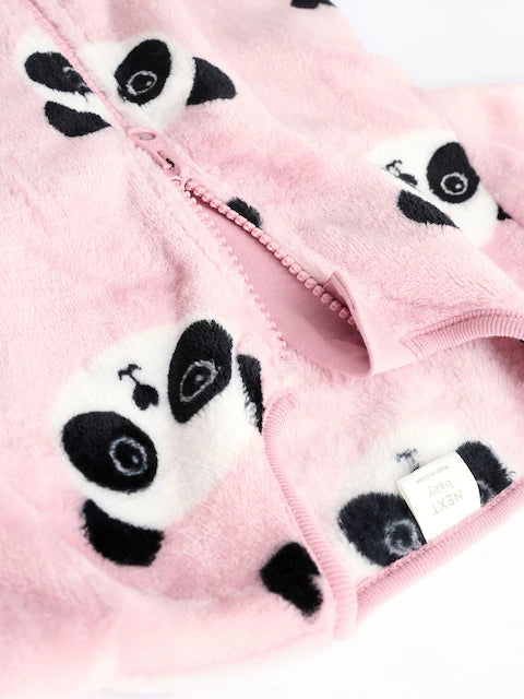 Pink panda Baby Zip Fleece Sleepsuit