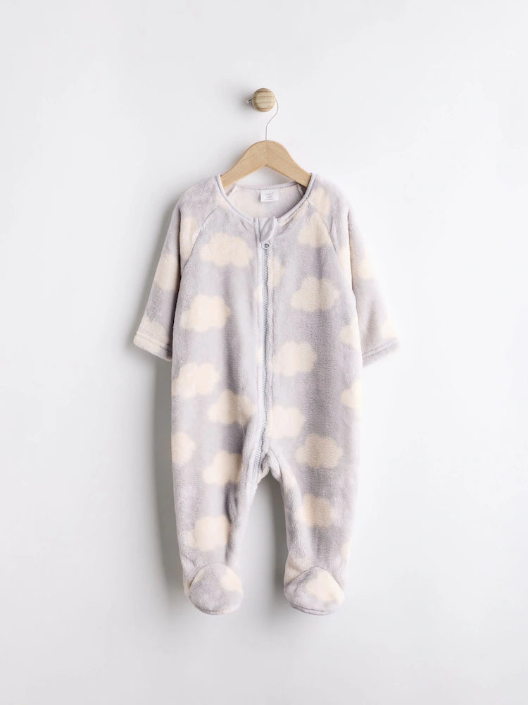 Grey Clouds Baby Fleece Zip Sleepsuit