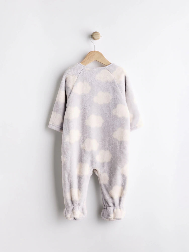 Grey Clouds Baby Fleece Zip Sleepsuit