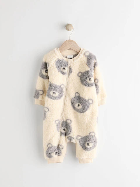 Grey Baby Fleece Zip Sleepsuit