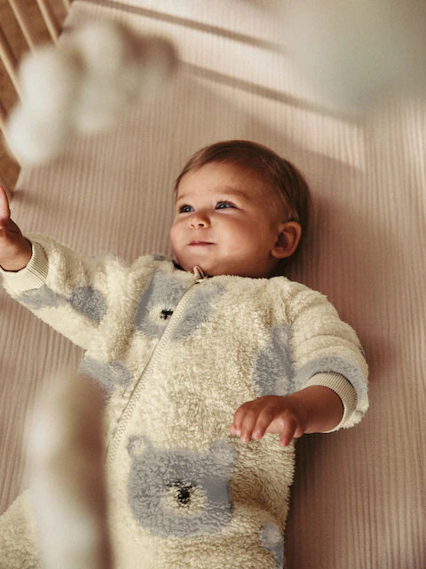 Grey Baby Fleece Zip Sleepsuit