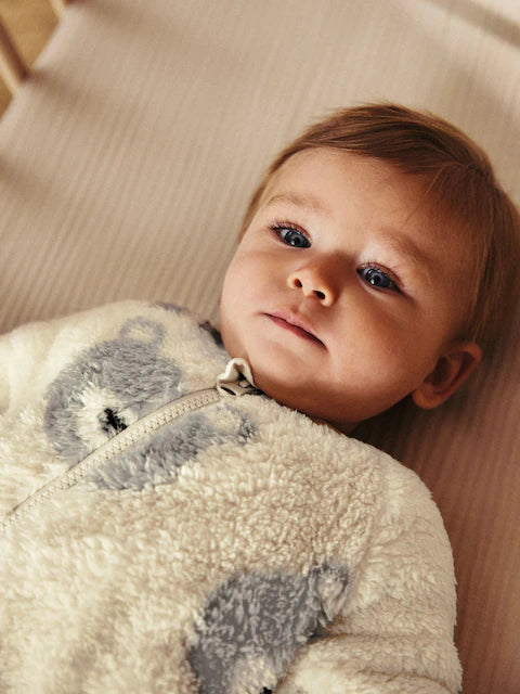 Grey Baby Fleece Zip Sleepsuit