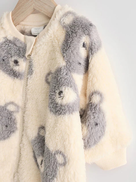 Grey Baby Fleece Zip Sleepsuit