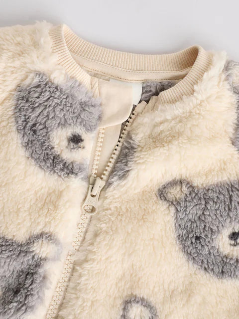 Grey Baby Fleece Zip Sleepsuit