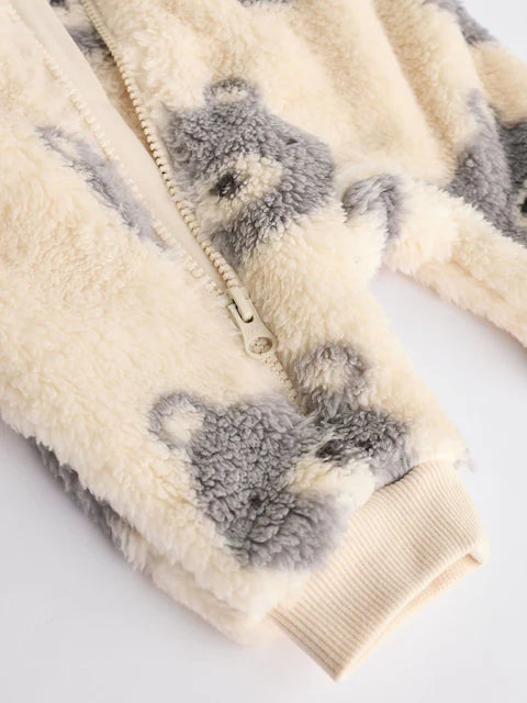 Grey Baby Fleece Zip Sleepsuit