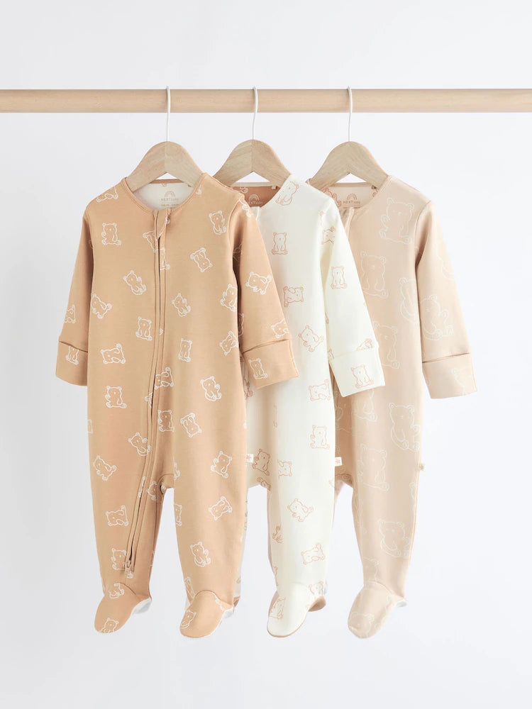 Neutral Baby Bear Sleepsuits 3 Pack