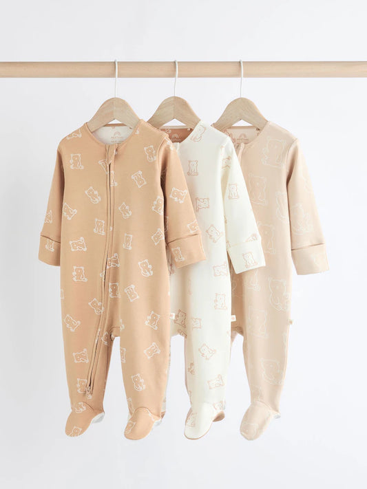 Neutral Baby Bear Sleepsuits 3 Pack