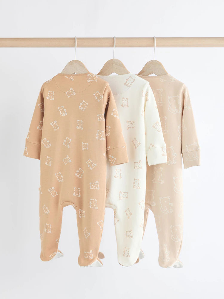 Neutral Baby Bear Sleepsuits 3 Pack
