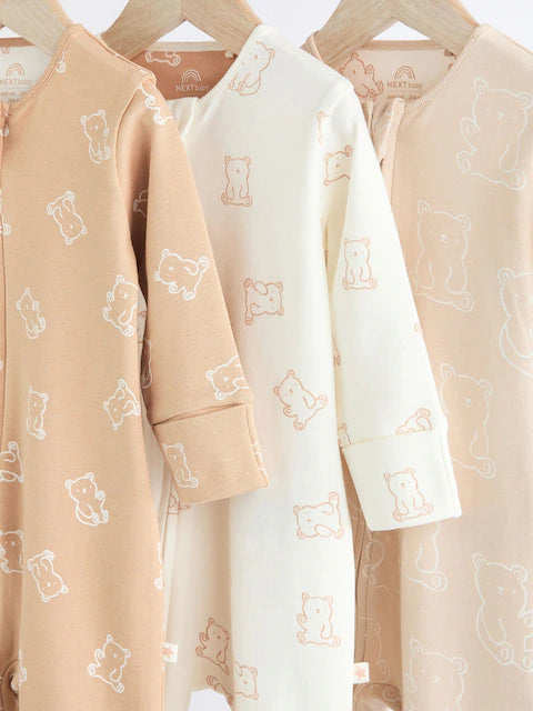 Neutral Baby Bear Sleepsuits 3 Pack