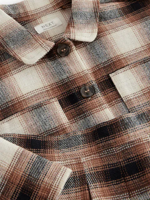 Neutral 100% Cotton Check Shirt and Skirt Set