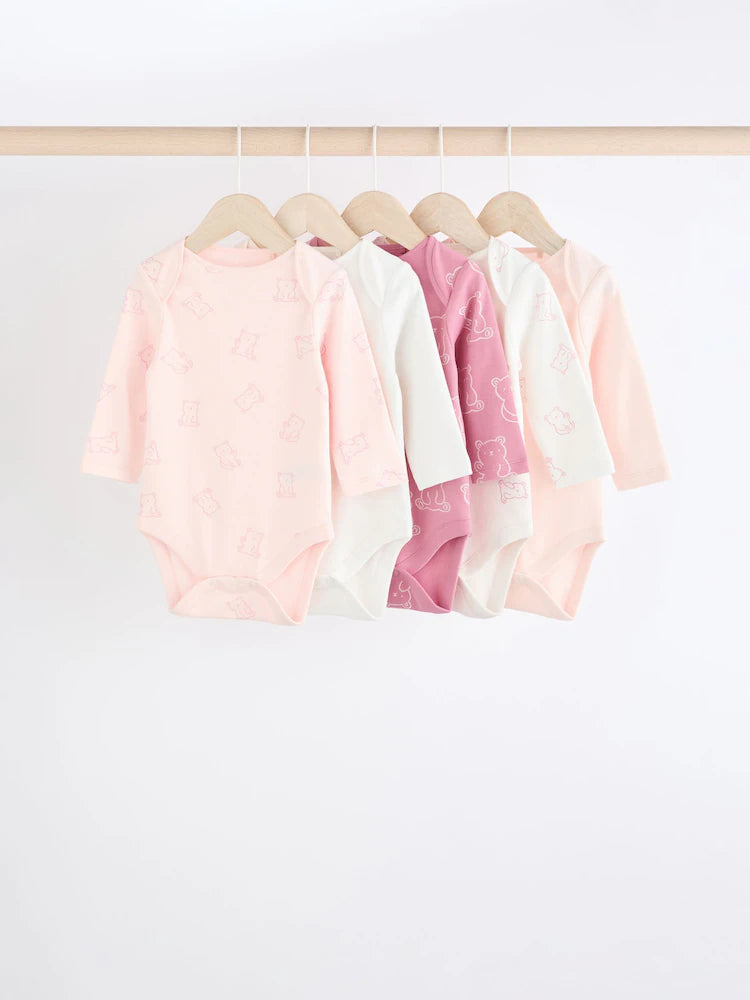 Pink 5 Pack Short Sleeve Bodysuits