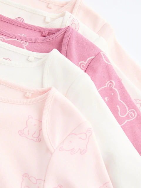 Pink 5 Pack Short Sleeve Bodysuits