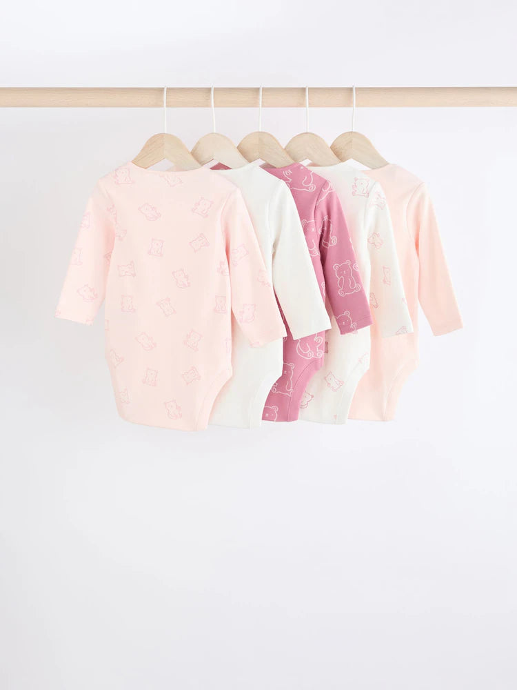 Pink 5 Pack Short Sleeve Bodysuits