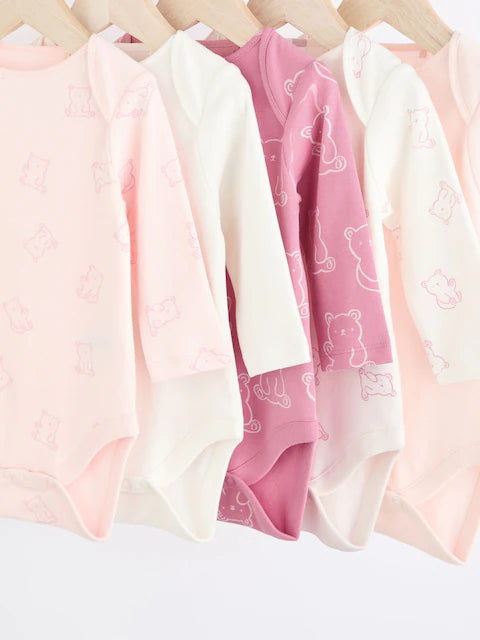 Pink 5 Pack Short Sleeve Bodysuits