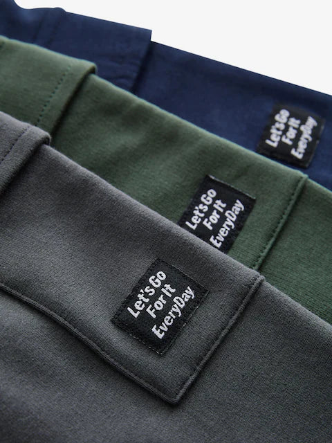 Blue/Dark Green/Charcoal Grey Joggers 3 Pack