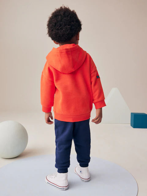 Red/Navy Blue Character Badges Hoodie and Joggers Set